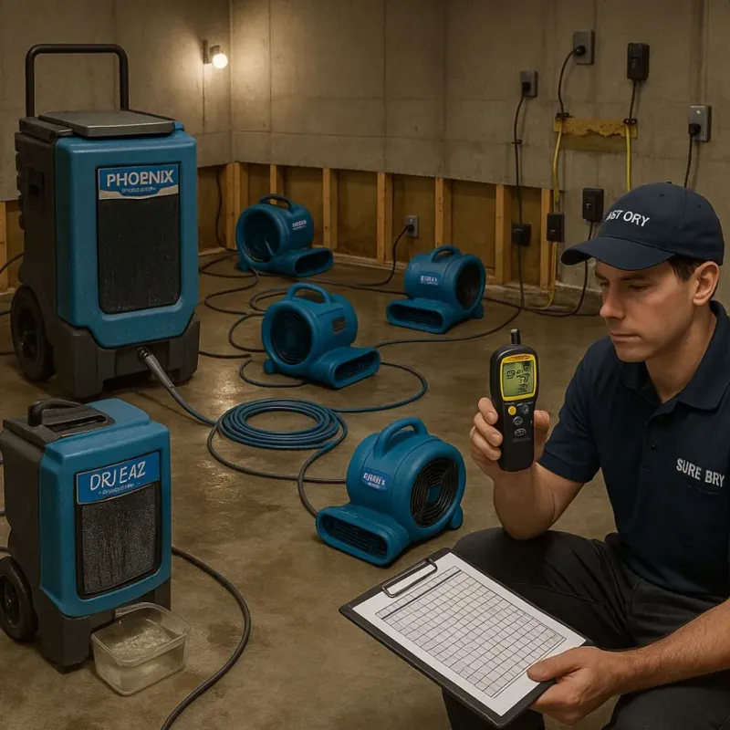 Structural Drying and Dehumidification process in Knightdale, NC